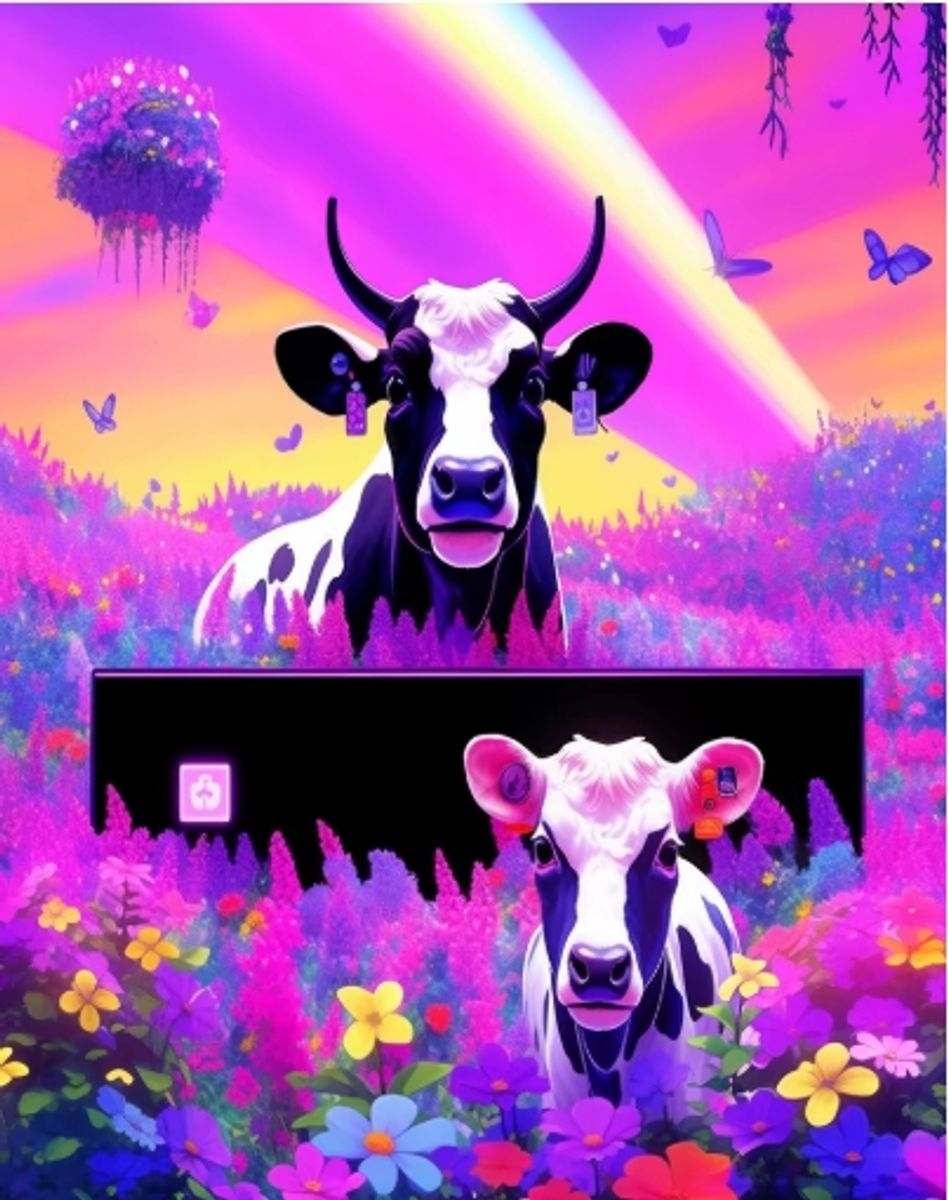 Fargerike kuer, 25 x 35 cm