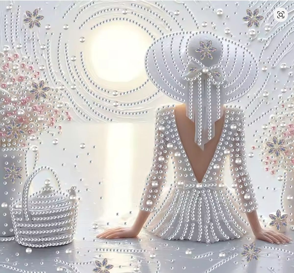 Lady in white, 25 x 25 cm