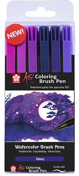 Hovedbilde Watercolor Brush Pens 6 stk - Galaxy