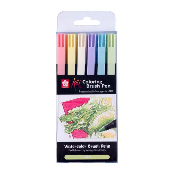 Hovedbilde Watercolor Brush Pens 6 stk - Pastel