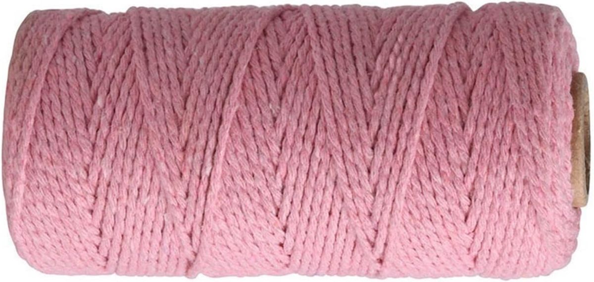 Makrame-garn: lys rosa, 2 mm, 100 m